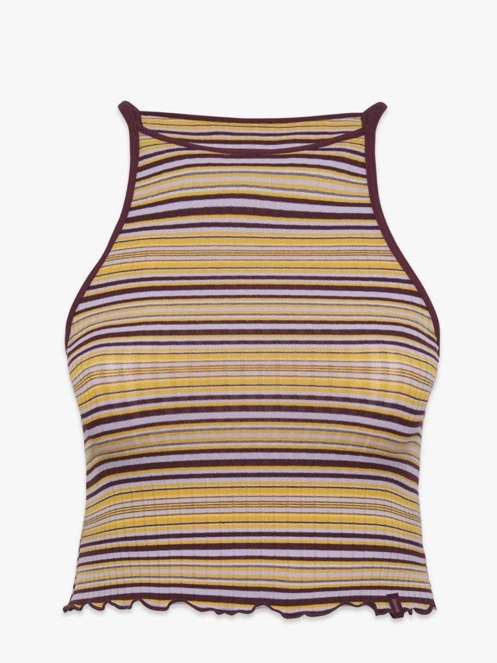 Savage X Fenty Striped Ribbed Halter Tank - Yellow, Purple & White M